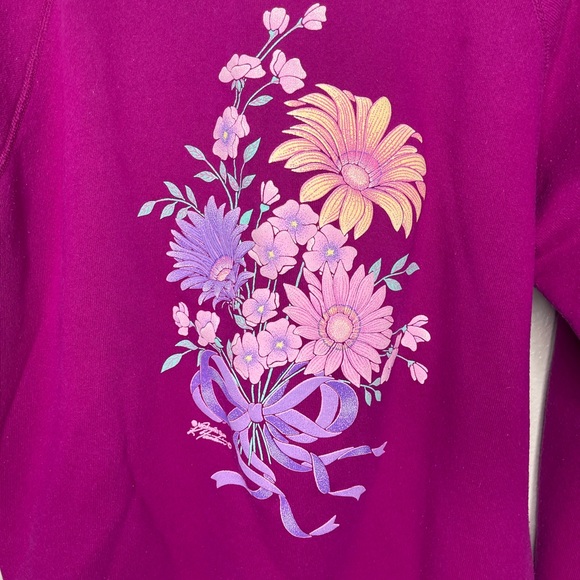 Vintage Morning Sun Purple Floral Sweater Large - Picture 2 of 5